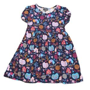3/$20 Picapino Printed Midi Dress Short Sleeve Flared Girls Size 6 Pink Blue